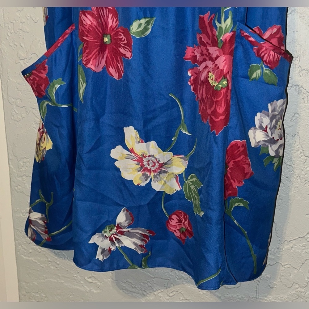 American Eagle Blue Floral Mini Dress With Racer back Straps & Pockets - Picture 3 of 8